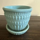 McCoy Beaded Planter (1961) - Aqua (Medium Size)