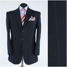 Mens Striped Blazer 42S US Size TELEGRAF Black Wool Sport Coat Jacket