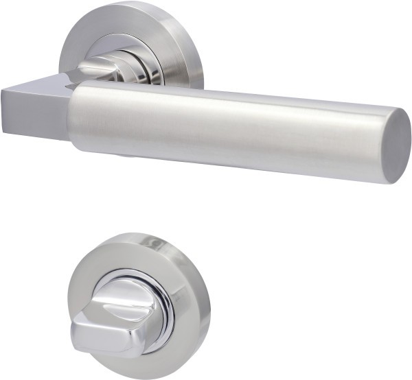 Alpertec Wc-Rosettengarnitur Solid 2 Edelstahl Silber Rund Rosettengarnitur-image