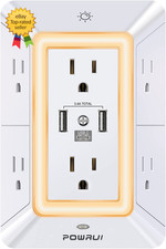 Multi Plug 6 Outlet Surge Protector Extender with 3 USB Portsp with Adapter