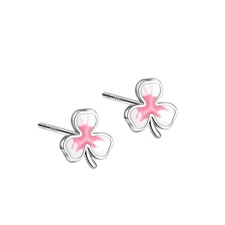 Cute Pink Flower Tiny Stud Earrings for Women Cartilage 925 Sterling Silver Thre