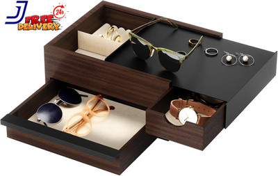 Jewelry Box  Modern Keepsake Storage Organizer with Hidden Compartment Drawers
