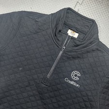 Marine Layer Sweater Mens XL Black Quilted Soft Pullover Quarter Zip Casual