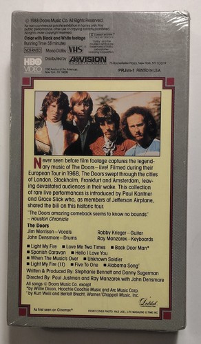 The Doors Live in Europe 1968 VHS Video Tape Watermarks Cinemax Concert Footage - Foto 2 di 6