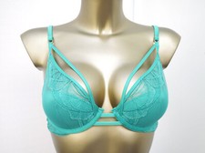 M & S BOUTIQUE MAYA UNDERWIRED PLUNGE BRA 34E  PADDED  EMERALD