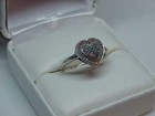Sterling Blue Diamond .30ct Heart Ring Ornate Sz 7 1.9Grams Vintg ABG4133OY — photo 2