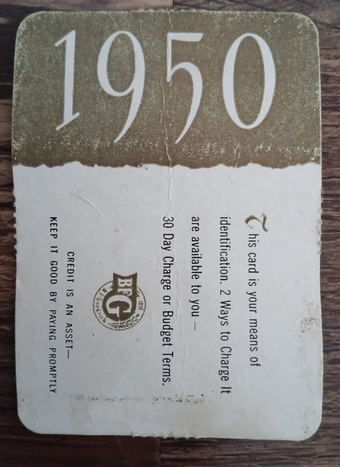 Tarjeta de crédito vintage 1950 B.F. Goodrich Olean, Nueva York rara Foto 2 de 4