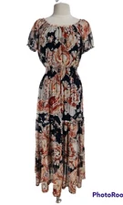KATE AND LILY Women Size 8 Maxi Fit & Flare Dress Floral Mesh Cap Sleeve Socked