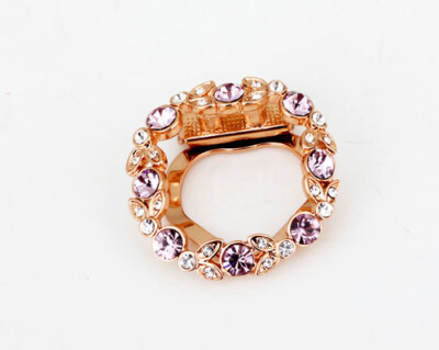 18K ROSE GOLD PLATED PURPLE & CLEAR CZ & AUSTRIAN CRYSTAL SCARF CLIP OR BROOCH 