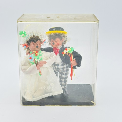 Vintage Peter Mecki 3,5" Steiff Igel Puppe Braut & Bräutigam Top Mütze SELTEN im Karton - Bild 12 von 16