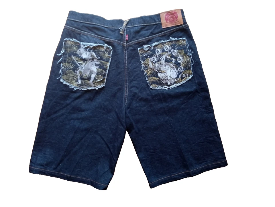 Pantalones cortos de mezclilla para hombre RMC Samauri en relieve AZUL MARINO TALLA 42 Foto 2 de 4