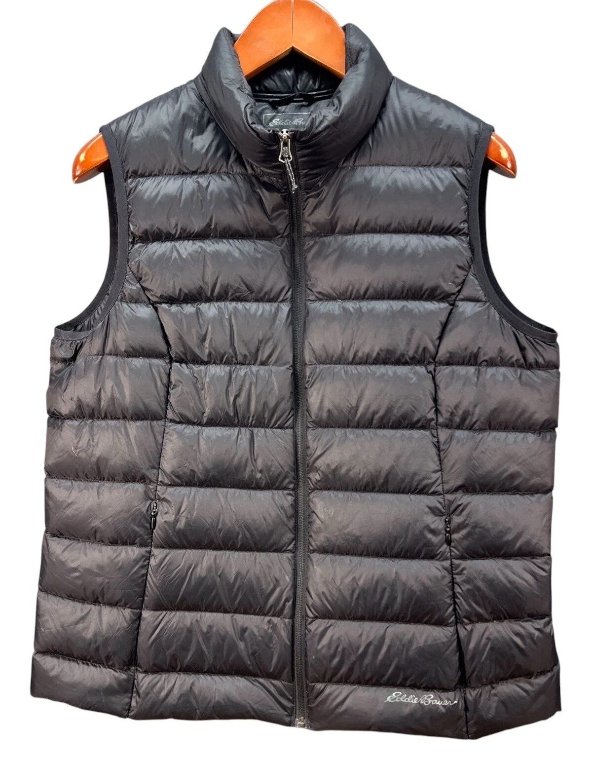 Eddie Bauer EB650 Down Puffer Vest Full Zip Mens Size XL Dark Gray Outdoors
