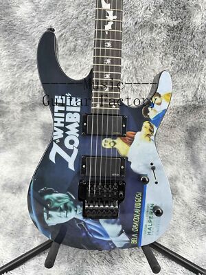 New Kirk Hammett White Zombie Graphic Electric Guitar Black Hardware Maple Neck