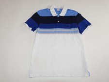 Brooks Brothers Men's Slim Fit Polo Shirt Large Short Sleeves Blue White L SS