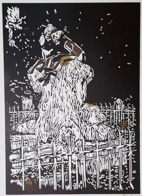 German Artist Stefan Kürten Signed Linocut Print. Alexander & Bonin Gallery NYC.