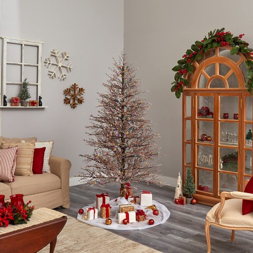 Nearly Natural 7ft. Frosted Berry Twig Artificial Christmas Tree with 450 - Picture 5 of 8