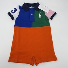 Ralph Lauren Baby Boys 12M Colorblock Shortall Bodysuit Short Sleeve