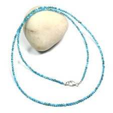 A  Dainty Blue Apatite Faceted Round Gemstone Beads Girls Choker Necklace 24''