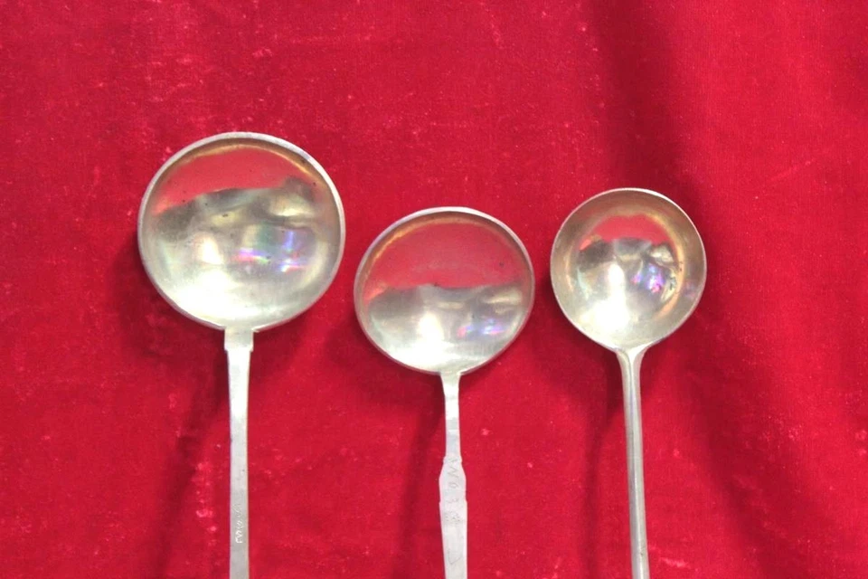 3 шт сервировочная ложка посуда винтажные латунные столовые приборы круглая ручка кухня - Изображение 2 из 4