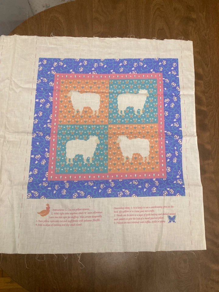 Quilting Sewing Cotton Panel Sheep Pillow Squares - Image 2 of 4