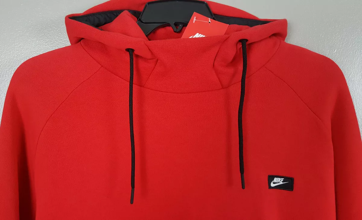 NIKE MODERN FLEECE SWEATSUIT HOODIE + PANTS SET RED GREY BLACK NEW