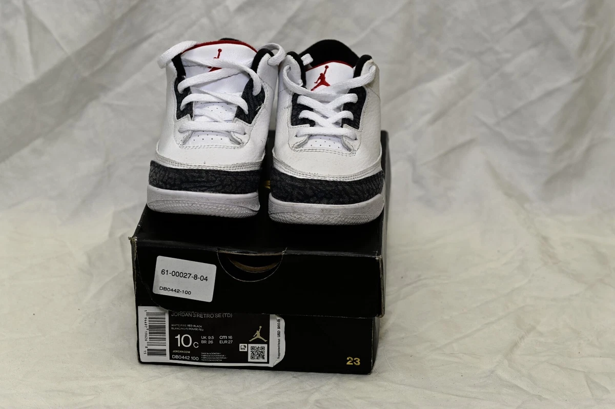 Nike Air Jordan 3 Retro SE TD 'Fire Red' Denim DB0442-100 Little Kids Size  10