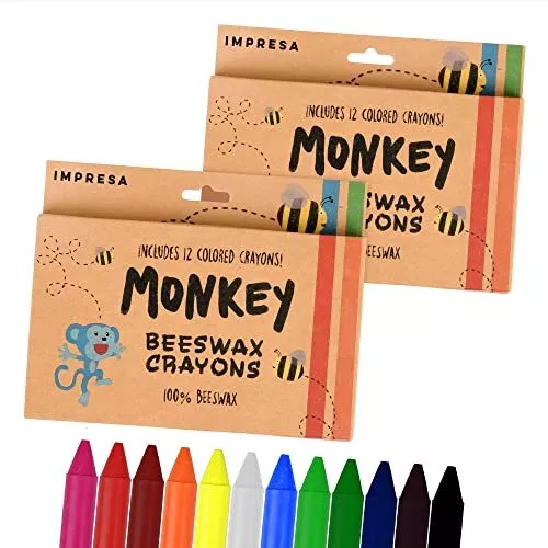 2 Pack] Natural Beeswax Crayons for Toddlers and Kids - Kid