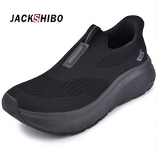 BLACK Slip on Free up Hands Shoes Wide Toe Box Arch Support Orthopedic Sneakers