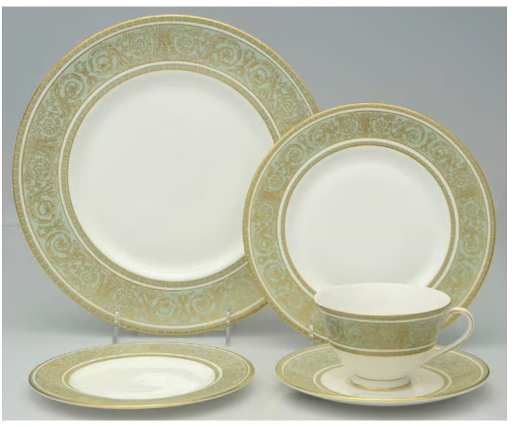 antique dishes sets dinnerware English Renaissance by Royal Doulton Gold Scrolls