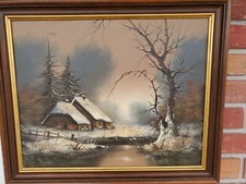 Cornelis Bruinsma Winter Landscape Snow River Netherlands 20''x23''