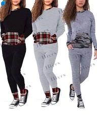 Womens Tracksuit Lounge wear Top Bottoms Camouflage Sweat Jogger girls Gym Set