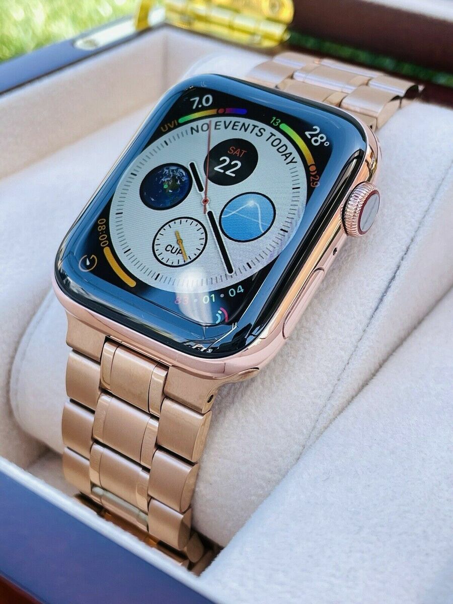 Custom 24K Gold Plated 41MM Apple Watch SERIES 7 Louis Vuitton Band LTE GPS  02