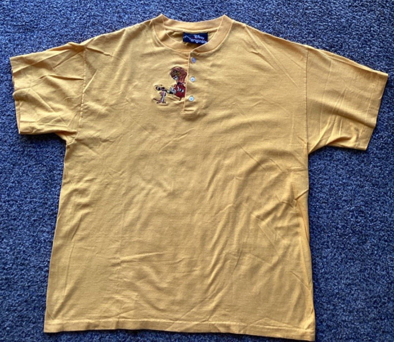 Vintage Disney Originals Lion King T-Shirt Embroidered Single Stitch Henley L/XL