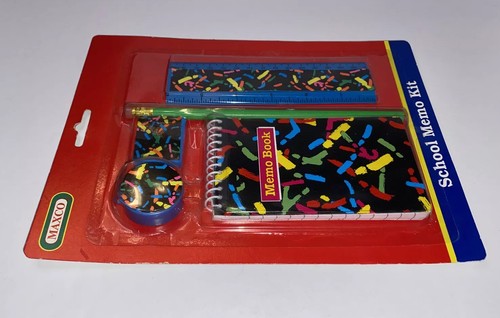 90's Maxco School Memo Kit - Memo Pad, Ruler, Pencil Sharpener, Pencil, & Eraser - Picture 3 of 12