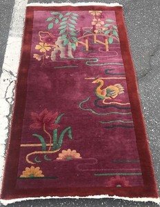 AN ART DECO PURPLE BACKGROUND COLOR CHINESE RUG 2’7” X 5’