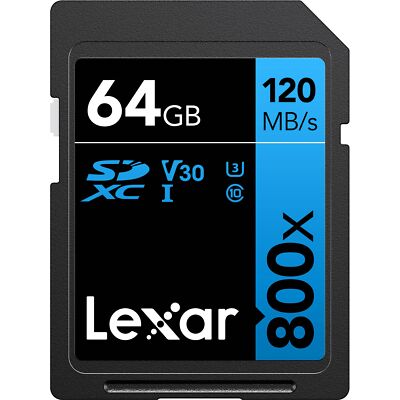 Lexar 64GB High-Performance 800x UHS-I SDXC Class 10 Memory Card