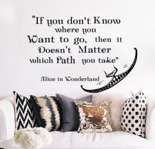 Cheshire Cat Wall Decal Quote Decal Removable Stickers Alice In Wonderland S101