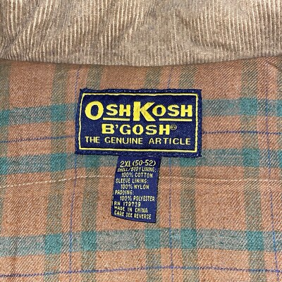 はと OshKosh B'Gosh Parka Vintage Jacket Flannel Lined Coat XXL Outdoor