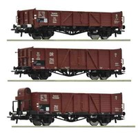 Roco 6600102 Offene-GüTerwagen-Set 3 Teilig Drg Ep.Ii Ho 1:87 Neu