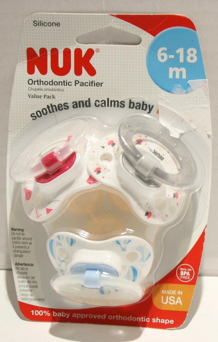 SEALED NUK Orthodontic Pacifiers Value Pack 6-18m 3pc Birds Air Balloons  Kites