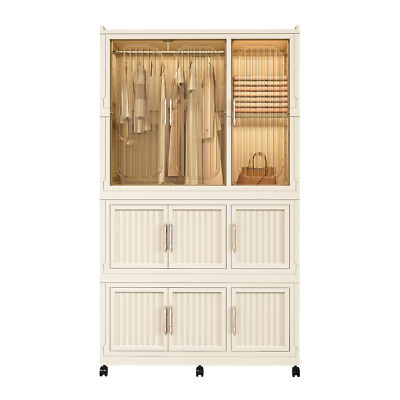 Portable Wardrobe Closet Storage Organizer Clothes Dresser 9 Magnetic Doors