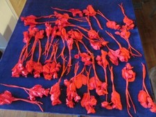 Vintage Millinery Flower Collection Red Blooms and Leaves 39 Clusters Ky4