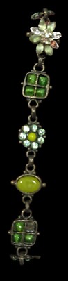 Vintage Franck Herval Green Cottagecore Floral Bracelet Made In France