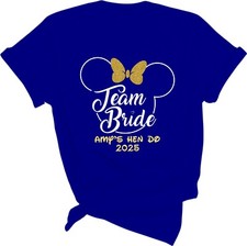 Personalised Name and Year Bride Wedding Top, Mickey Face and Butterfly Design T