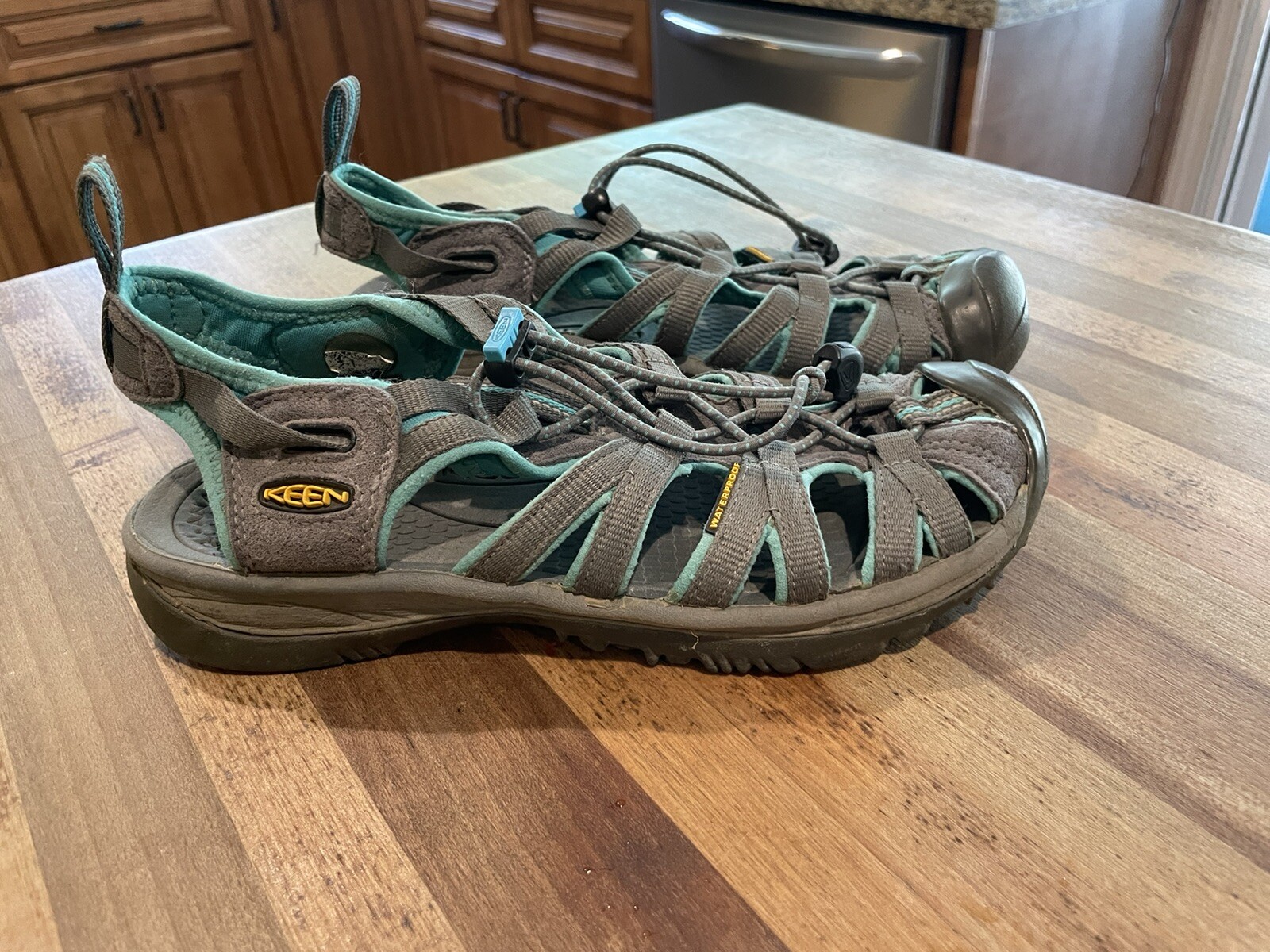 Women's 7 Keen Whisper Gray Blue Waterproof Sandals Active Hiking