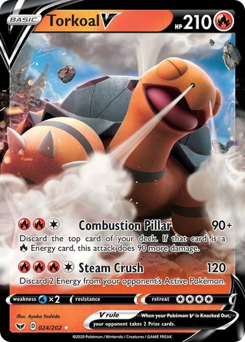 torkoal v pokemon card value Pokemon TCG - Torkoal V Sword & Shield Full Art Holo Card 024/202 main image 0