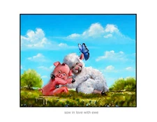 Pig Sheep Art Print 8 x 10 Nursery "Sow in Love with Ewe" Farm Folk Barn C Togel