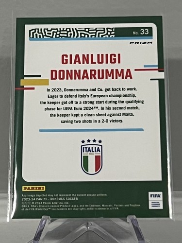 Gianluigi Donnarumma 2023-24 Panini Donruss Soccer OPTIC #33 SILVER Prizm Italy - Picture 2 of 2