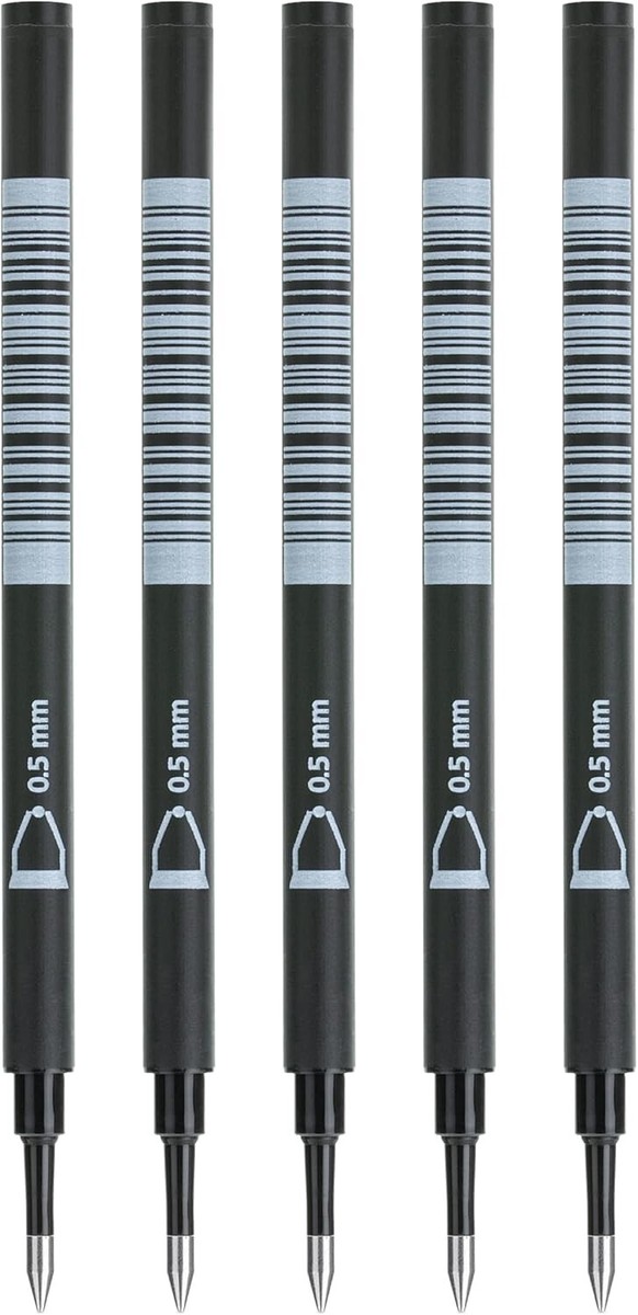 5 Ricambi Per Penna A Sfera Schneider M – Refill In Metallo Con Punta In Acciaio, Inchiostro Indelebile Nero, Confezione Pratica