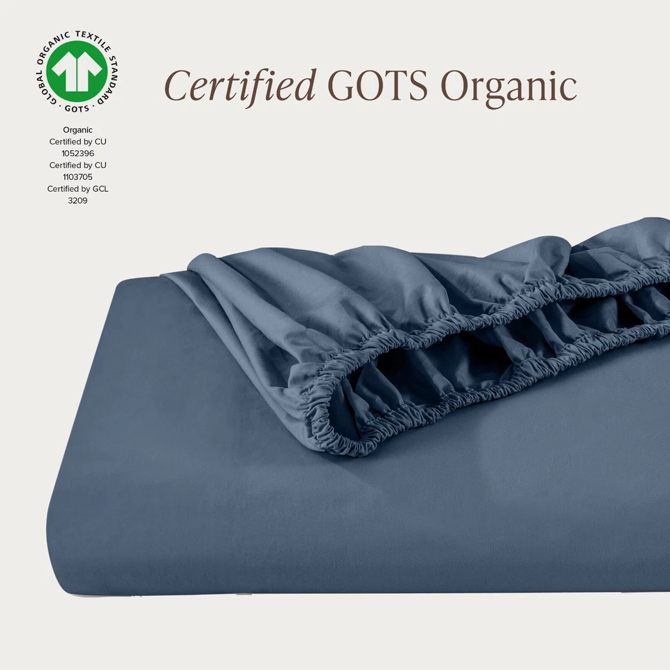 Bare Home Organic Cotton Percale Fitted Bottom Sheet - 260 Thread Count - Image 2 of 4